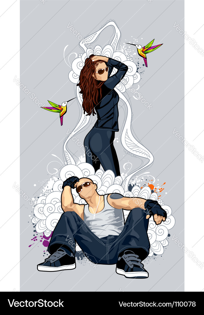Dynamic Urban Figures Vector Image