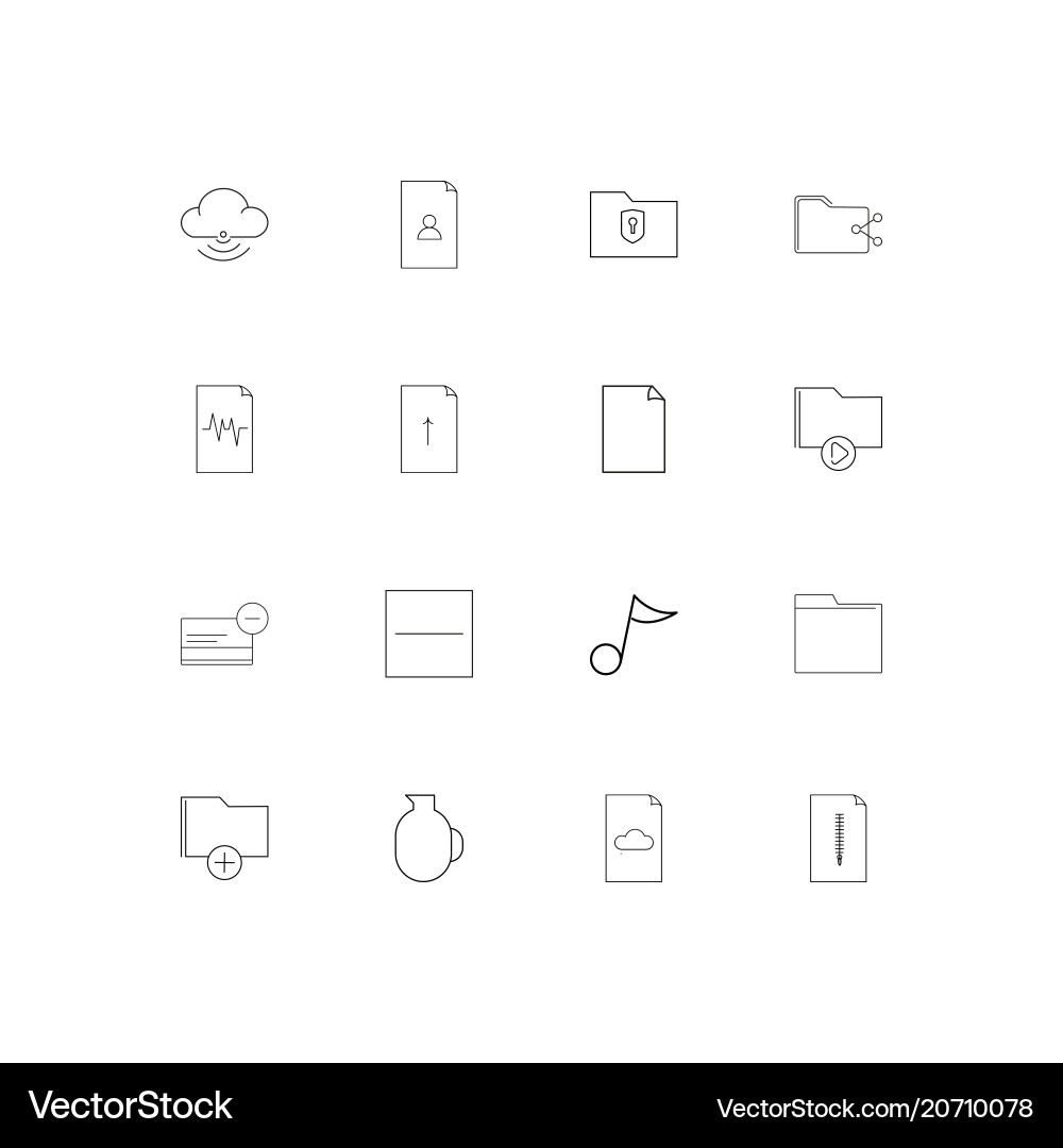 Files and folders sign simple linear icons set Vector Image
