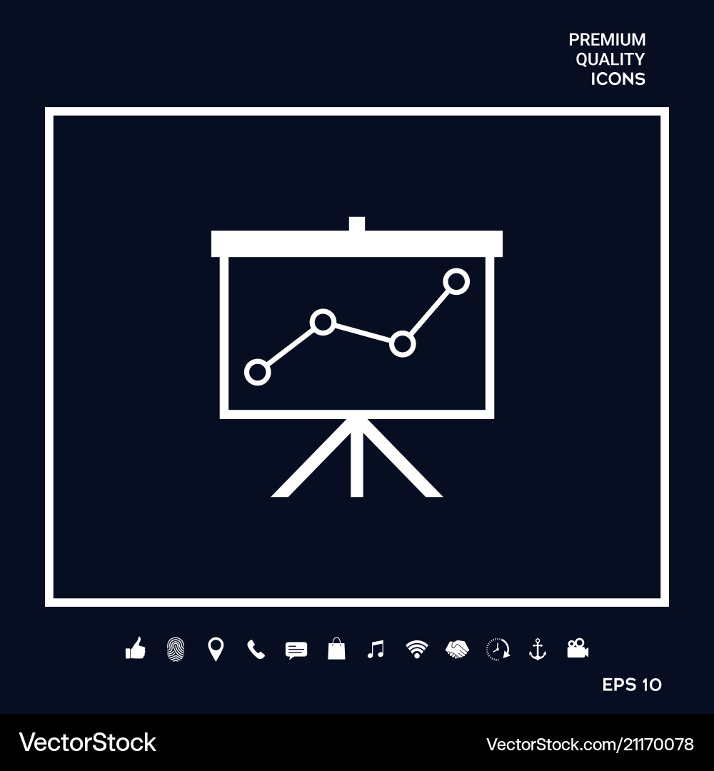 Flip-chart projection screen with a graph vector image