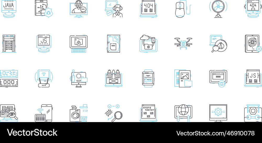 Information systems linear icons set database Information systems linear icons set database vector image