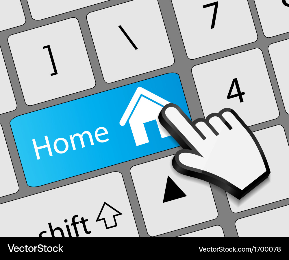 Keyboard home button with mouse hand cursor vector image