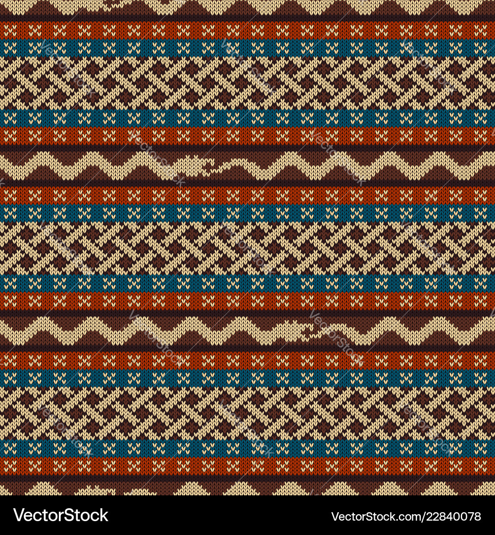 Knitted pattern with celtic knot elements Knitted pattern with celtic knot elements Vector Image