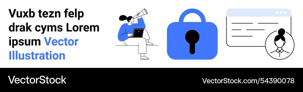 Online security with user authentication and data Online security with user authentication and data vector image