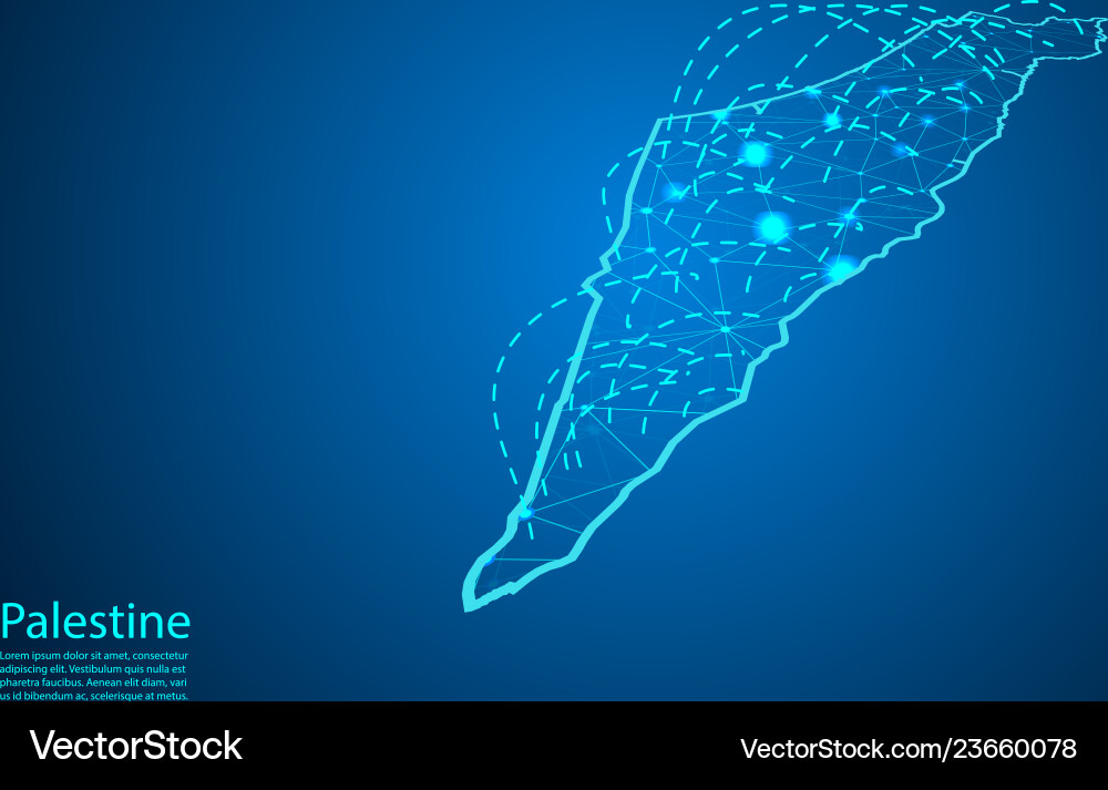 Palestine map with nodes linked by lines concept vector image
