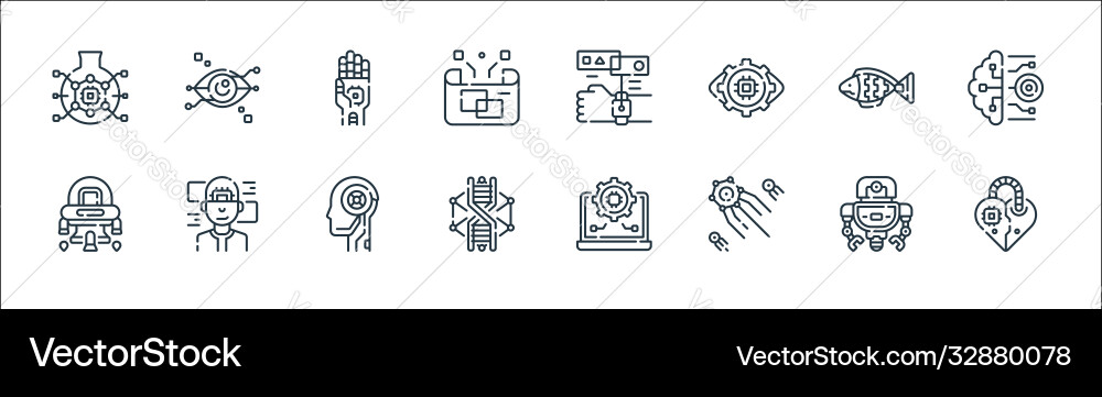 Robotics line icons linear set quality vector image