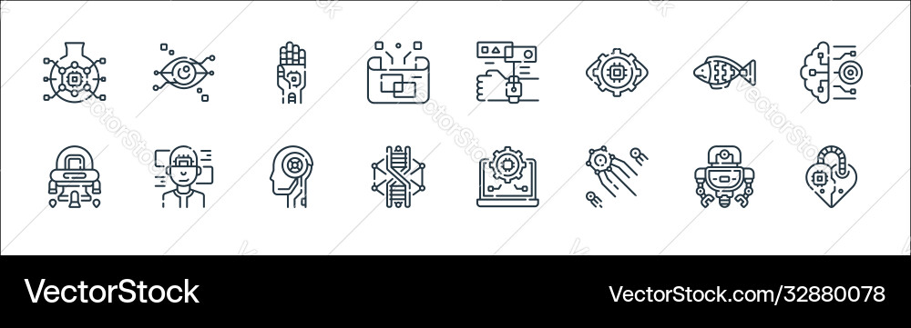 Robotik Linie Icons lineare Set Qualität Robotik Linie Icons lineare Set Qualität vektorbild