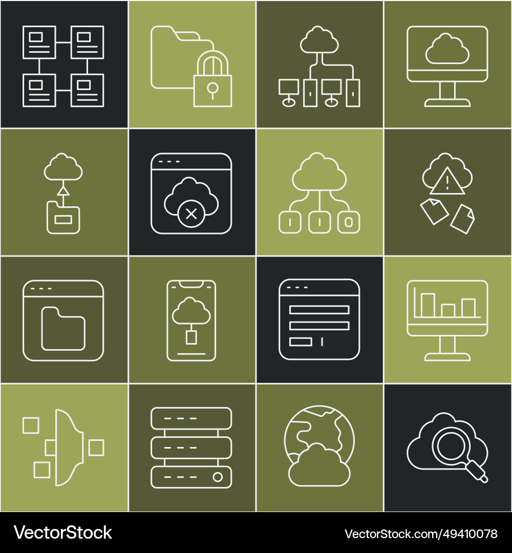 Set line search cloud computing monitor Set line search cloud computing monitor Vector Image
