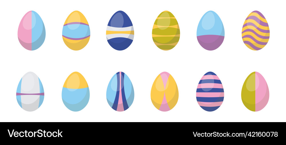 Set of easter eggs different patterns vector image