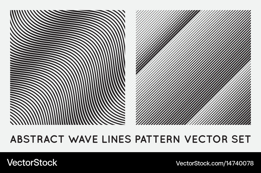 Set wave oblique smooth lines pattern vector image