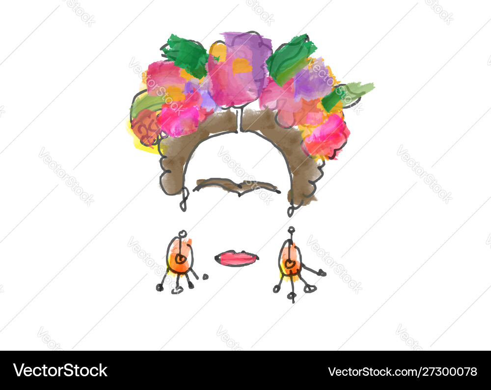 Single line sketch watercolor friday mexican woman Single line sketch watercolor friday mexican woman vector image
