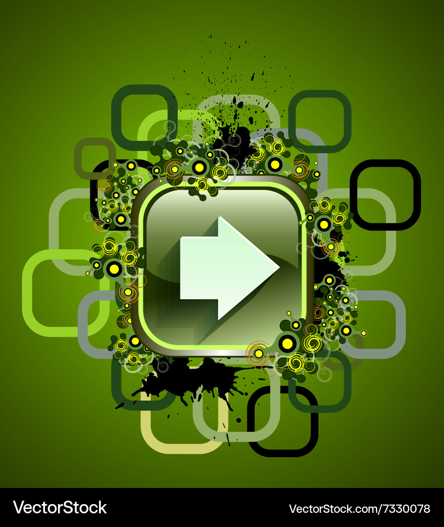 Square web button with arrow on white background vector image