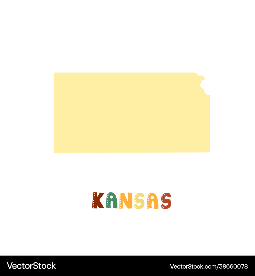 Usa collection map kansas - yellow silhouette vector image