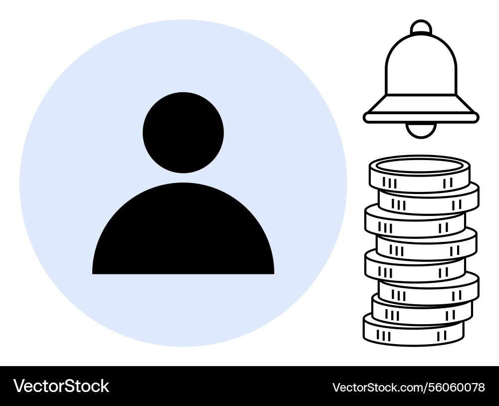 User profile with notification bell and coin stack User profile with notification bell and coin stack vector image