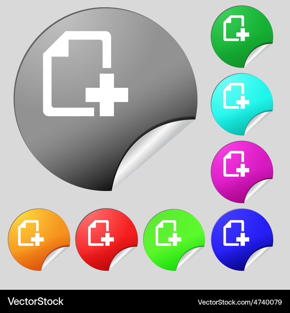 Add file document icon sign set of eight vector image