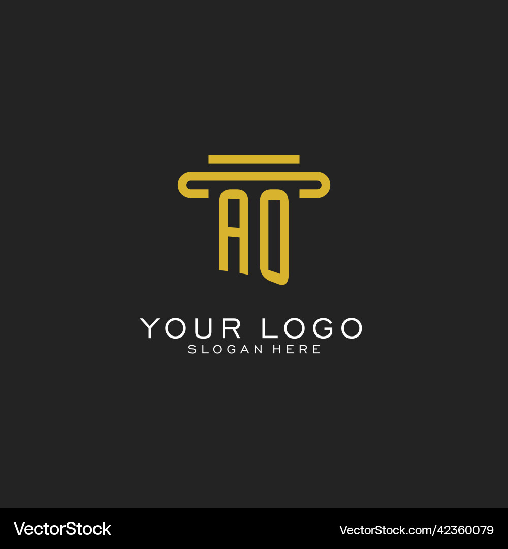 Ao initial logo with simple pillar style design vector image