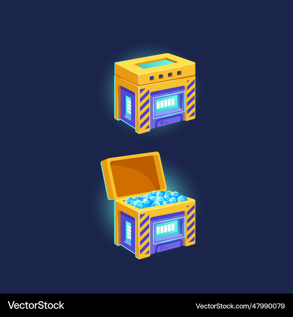 Closed and open game futuristic boxes future Vector Image