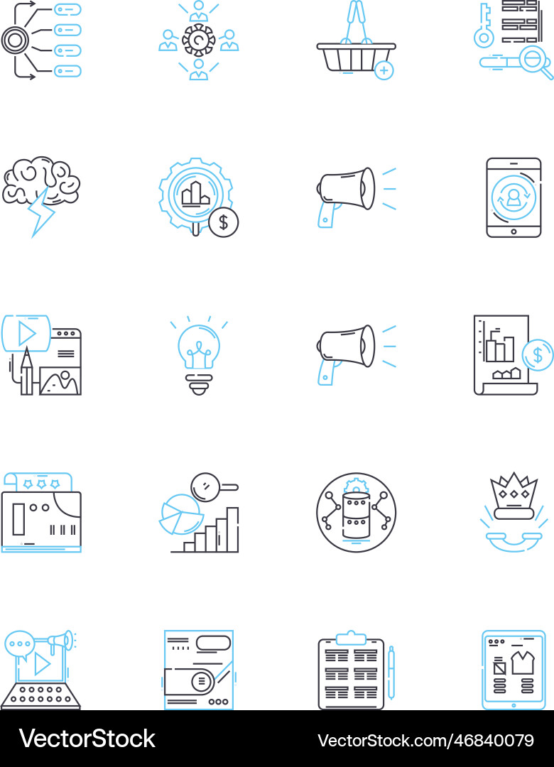 Content analytics linear icons set insights Content analytics linear icons set insights vector image