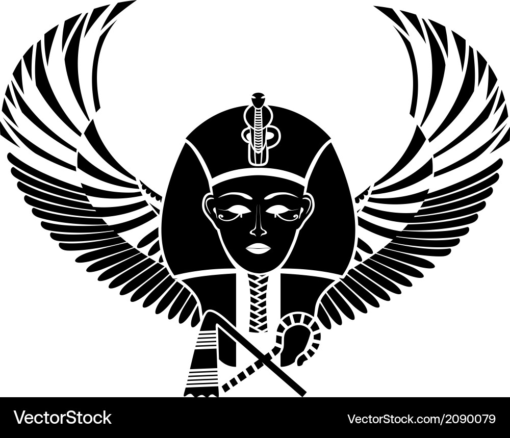Egyptian Pharaoh with Winged Symbol Vector Image