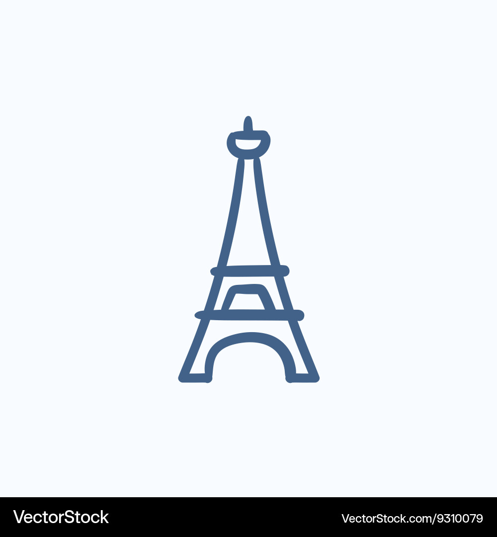 Eiffel tower sketch icon vector image