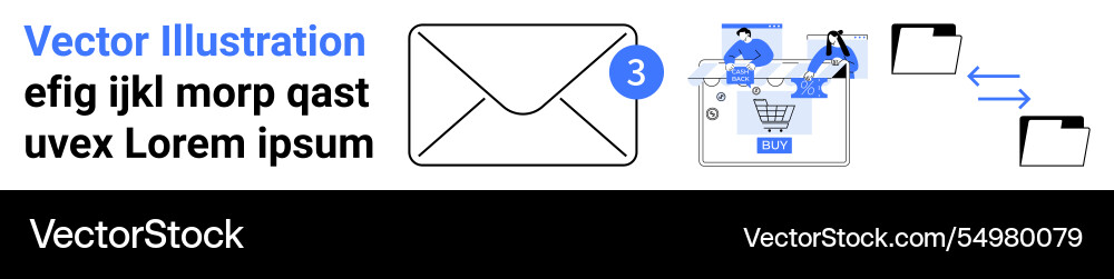 Email notification with shopping cart file Email notification with shopping cart file vector image