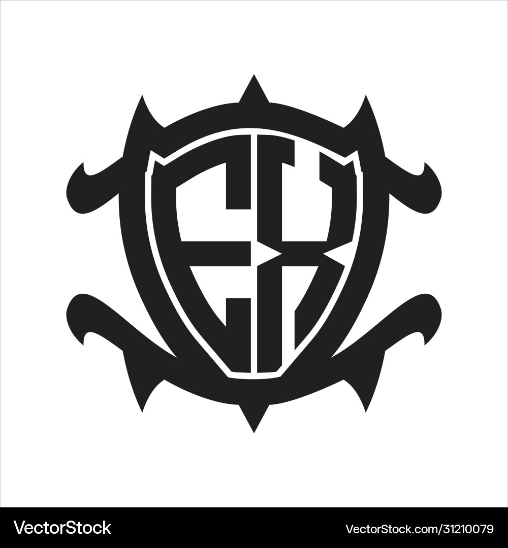 Ex logo monogram isolated with frame shield shape vector image
