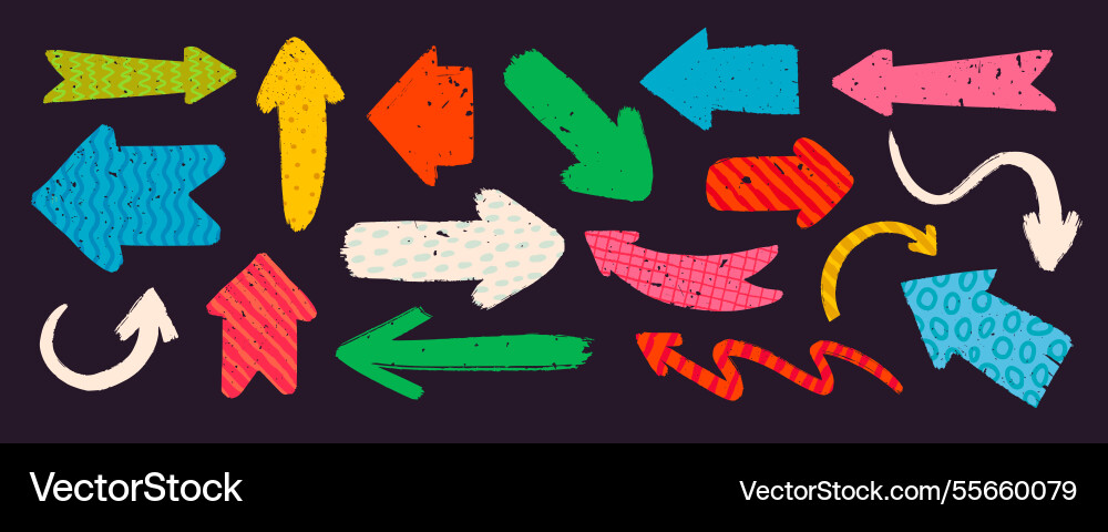 Hand drawn arrows with various patterns Hand drawn arrows with various patterns vector image