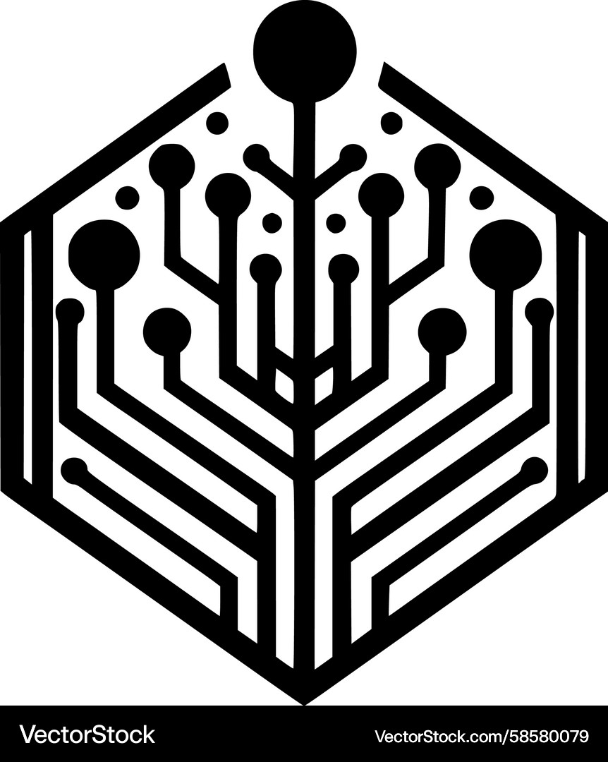 Hexagonal Circuit Network Vector Image