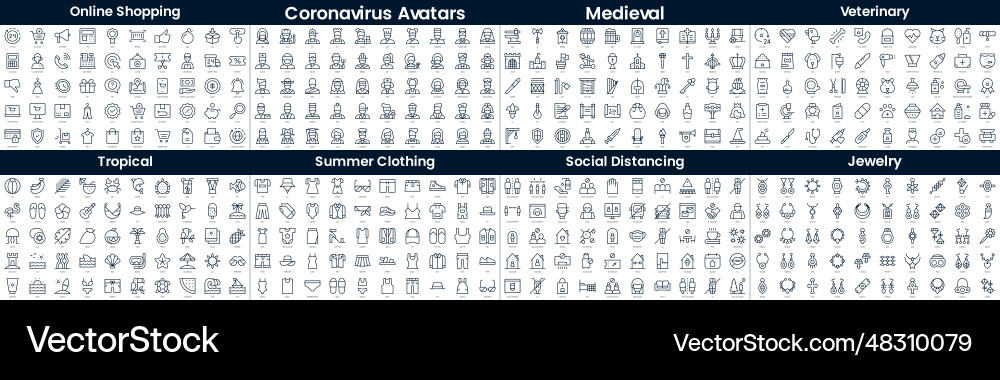 Linear style icons pack in this bundle include vector image