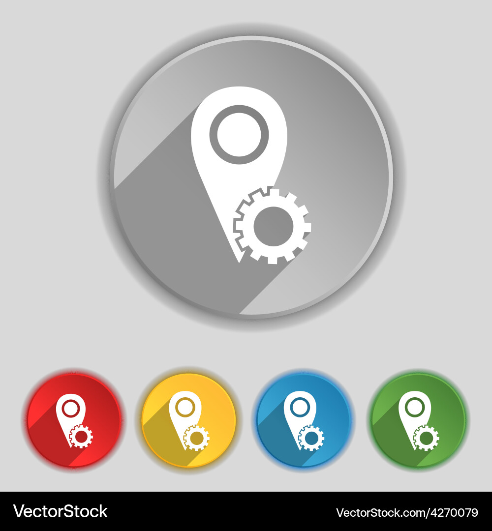 Map pointer setting icon sign symbol on five flat Vector Image