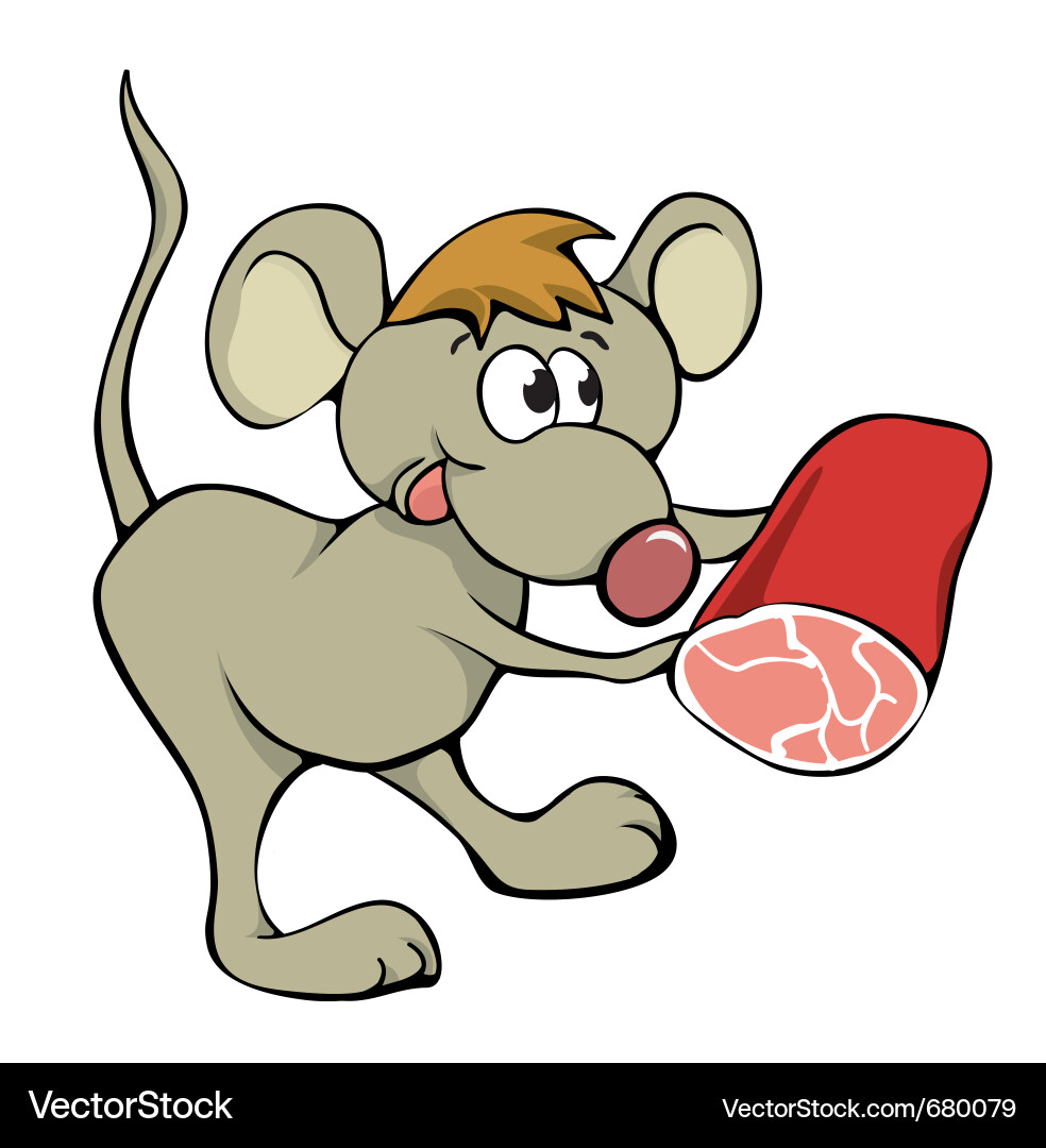 Mouse with ham Vector Image