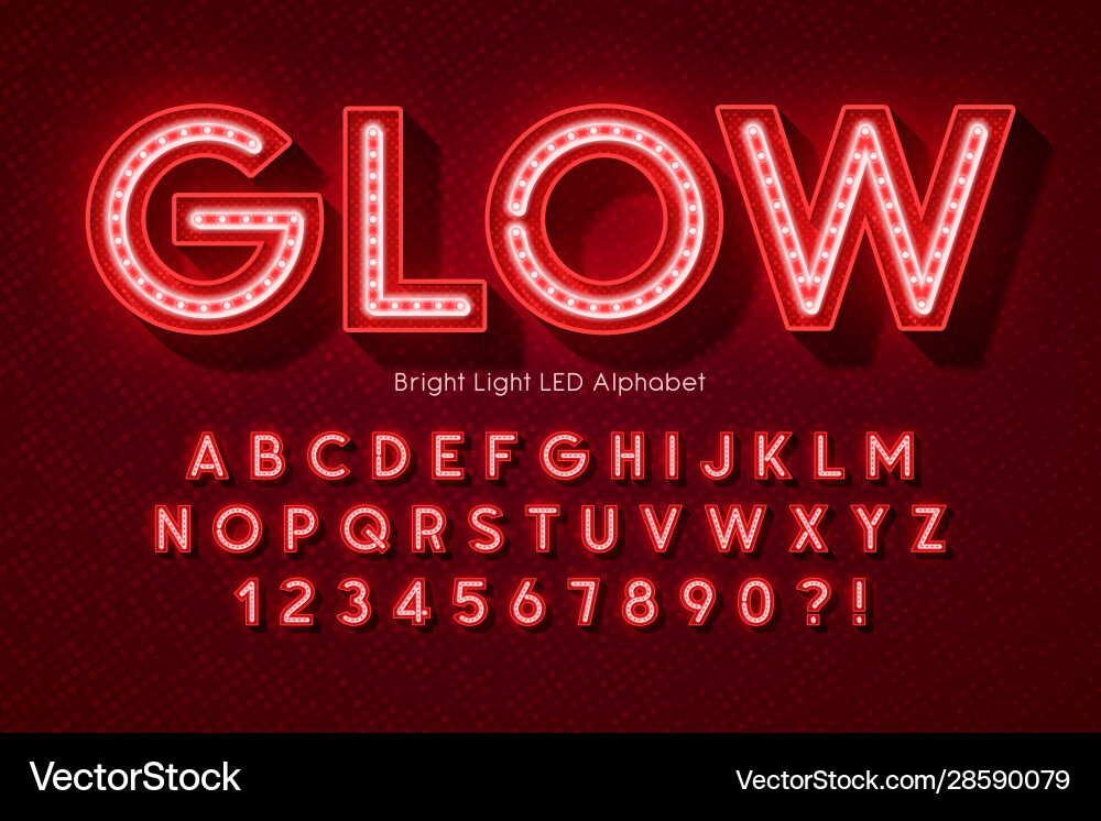 Neon Alphabet Font - Glowing Light Effect Vector Image