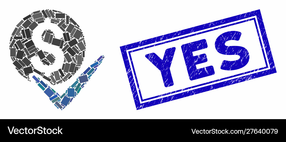 Rectangle mosaic accept payment with textured yes Vector Image