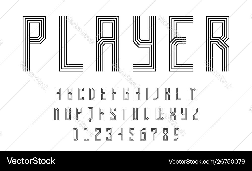 Set alphabets font modern design with lines vector image
