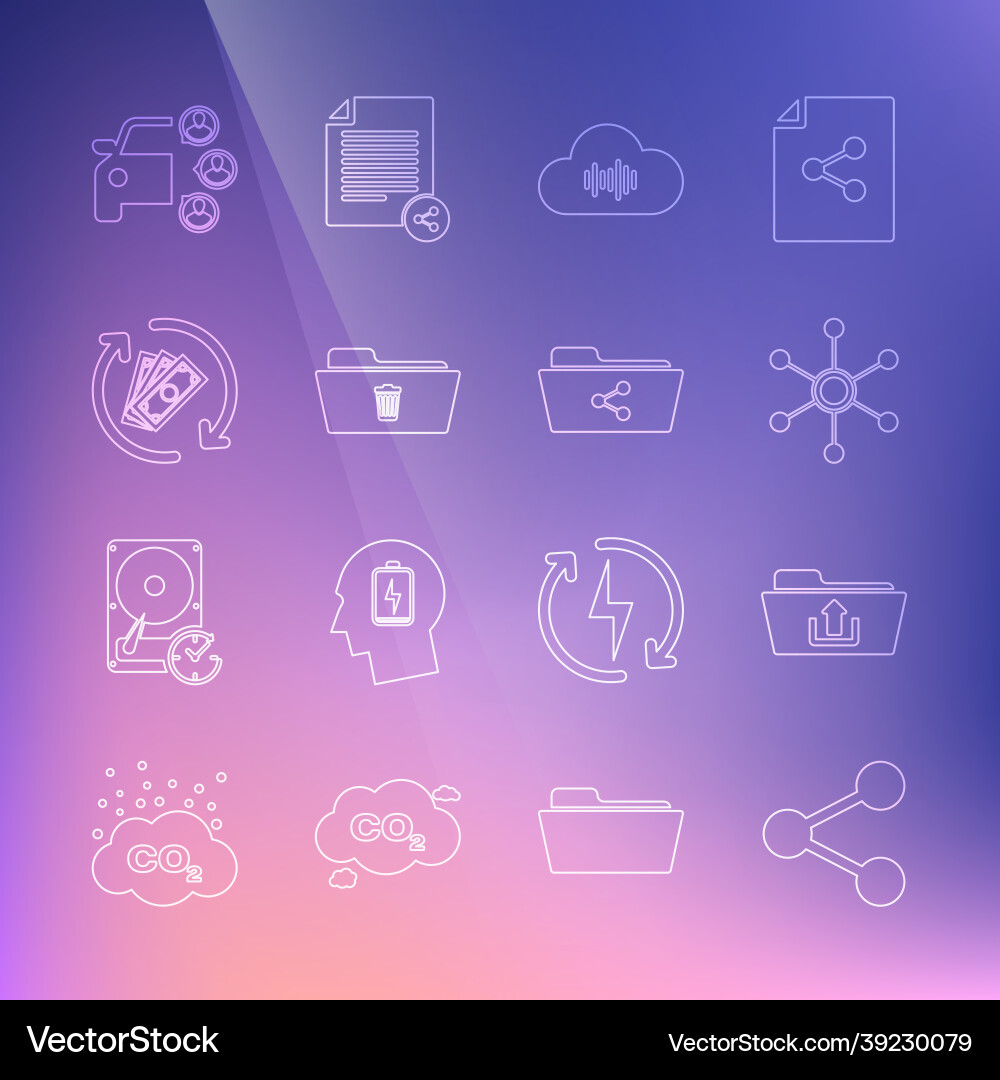 Set line share folder upload network music Set line share folder upload network music vector image