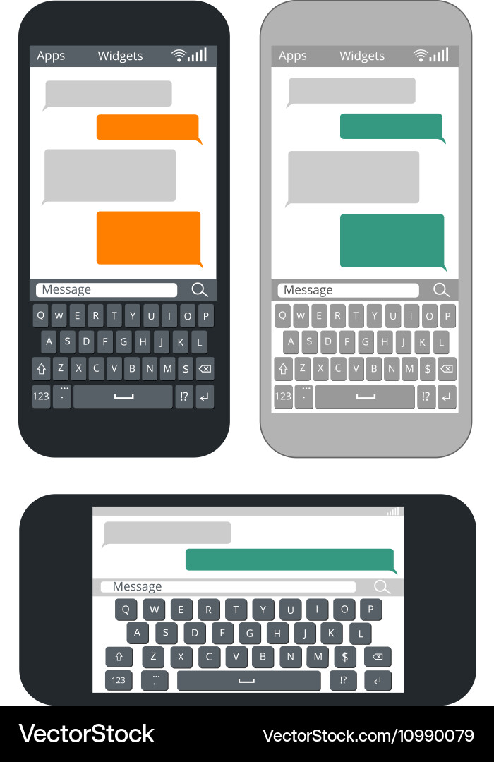 Smartphone with blank text message bubbles vector image