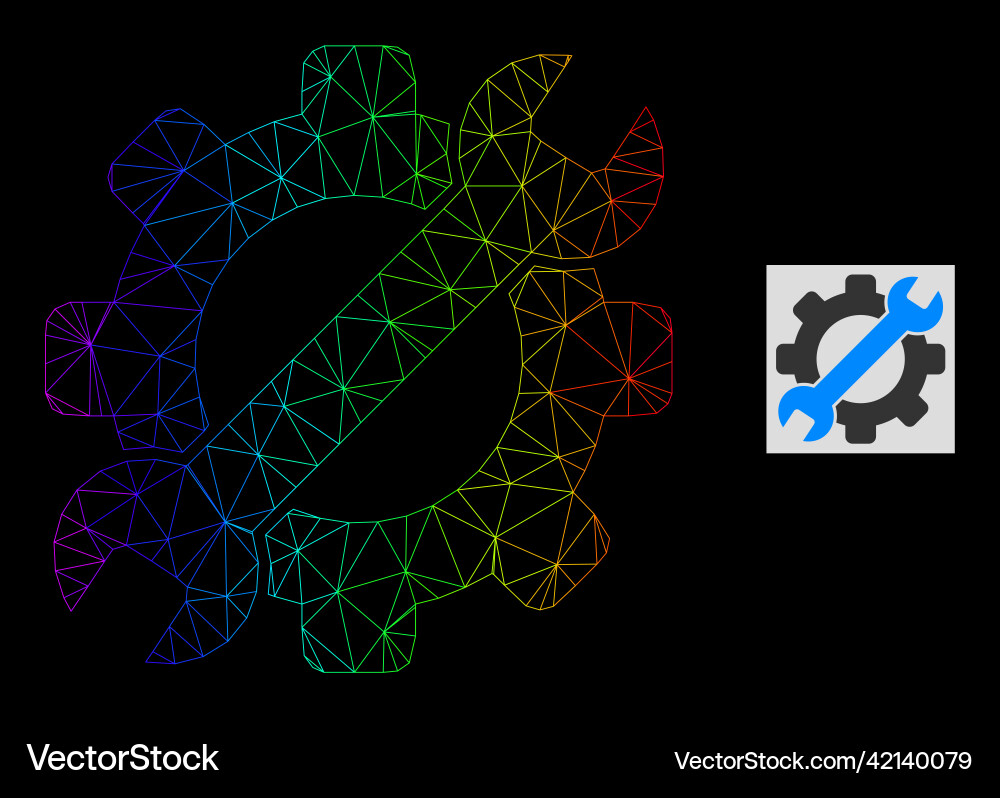 Spectrum gradient polygonal mesh service tool icon Spectrum gradient polygonal mesh service tool icon vector image