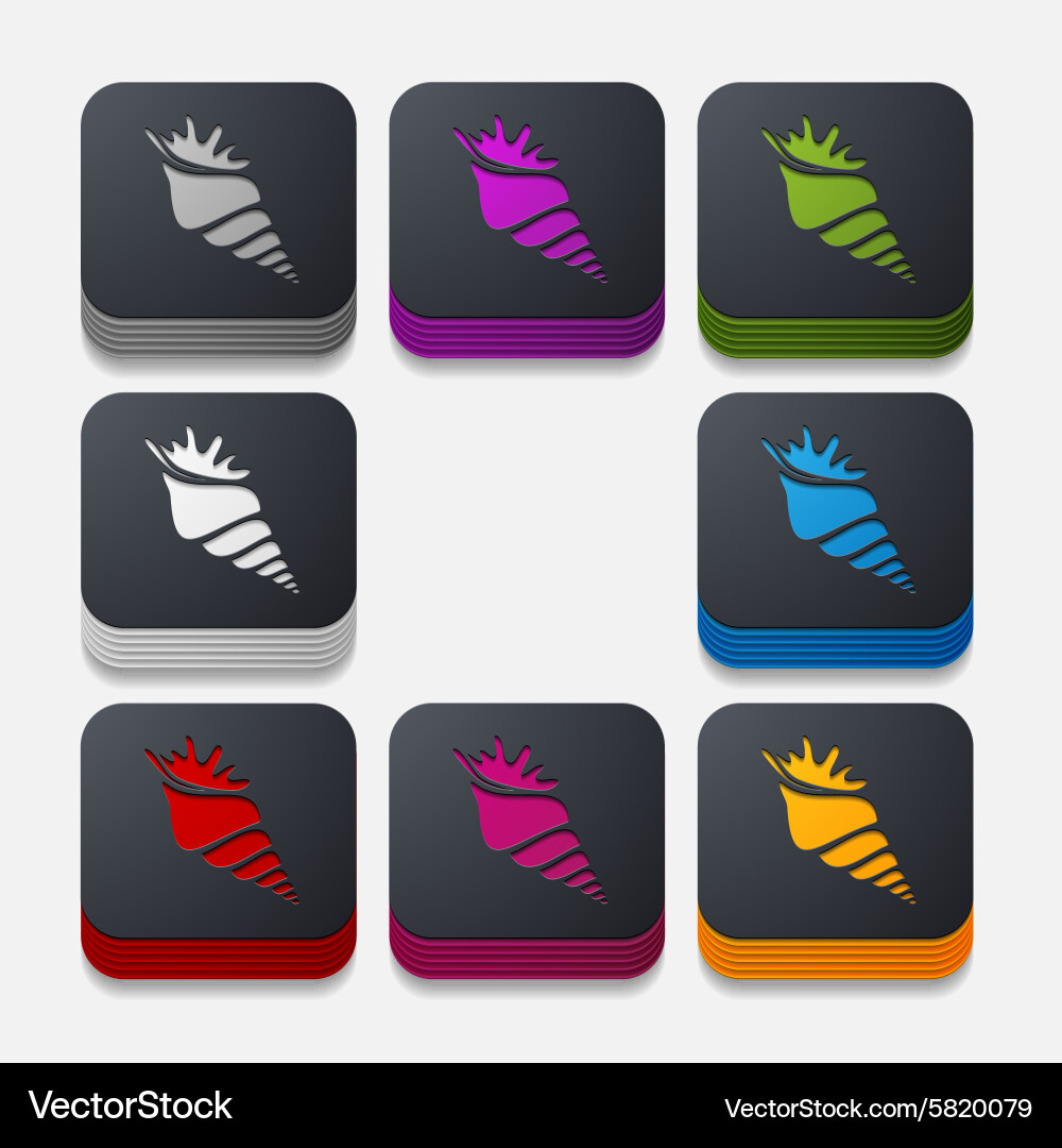 Square button shell Vector Image