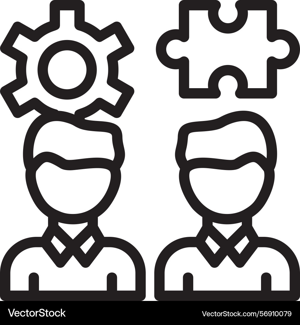 Teamwork puzzle linear style icon design vector image