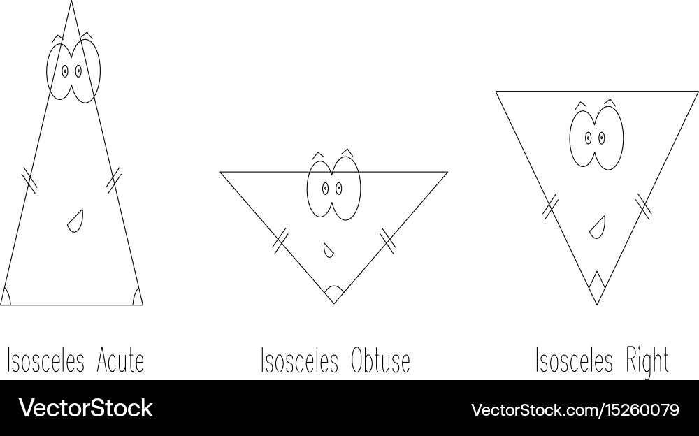 Types of isosceles triangle vector image