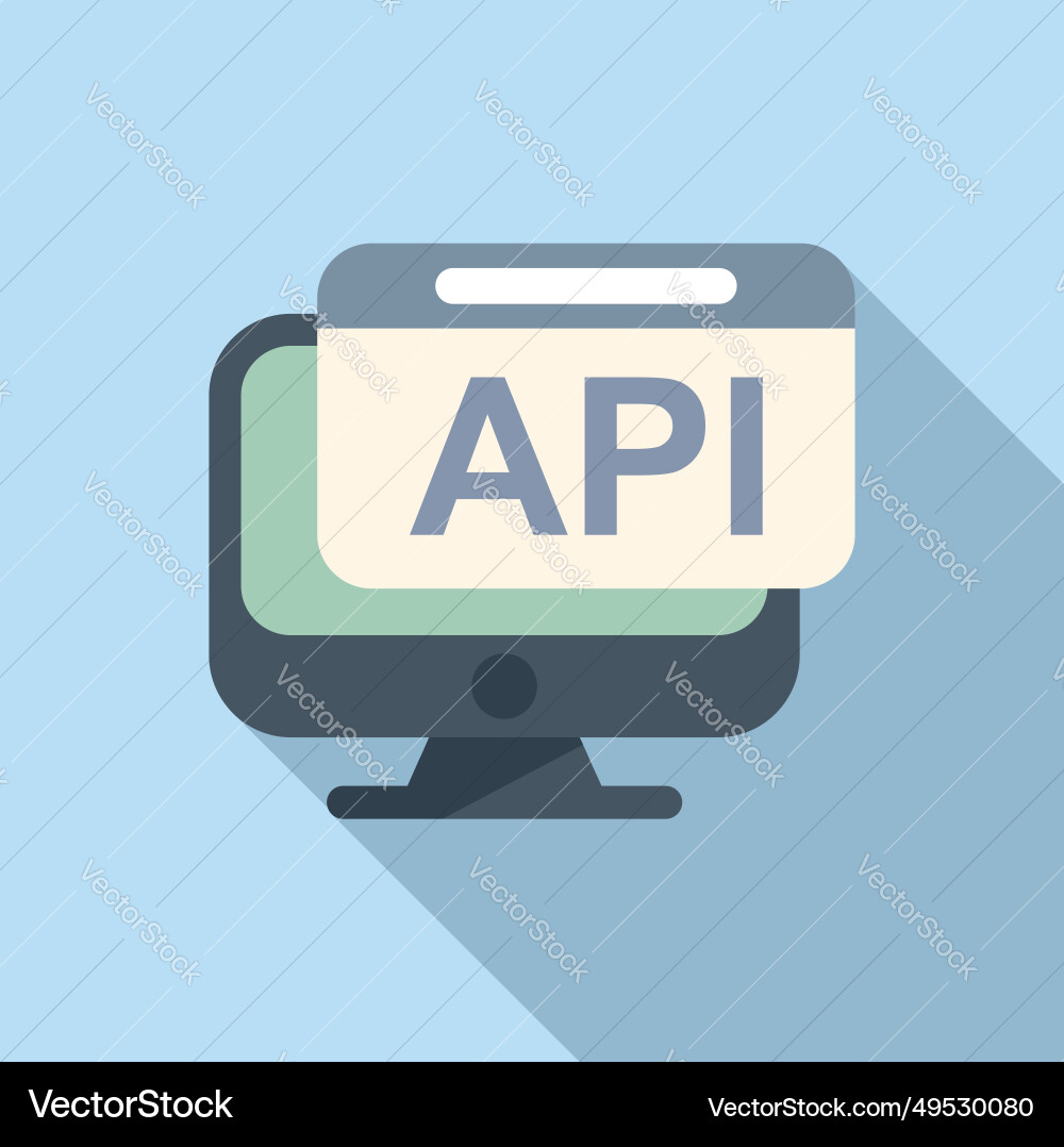 Api monitor icon flat code gear hosting Api monitor icon flat code gear hosting vector image