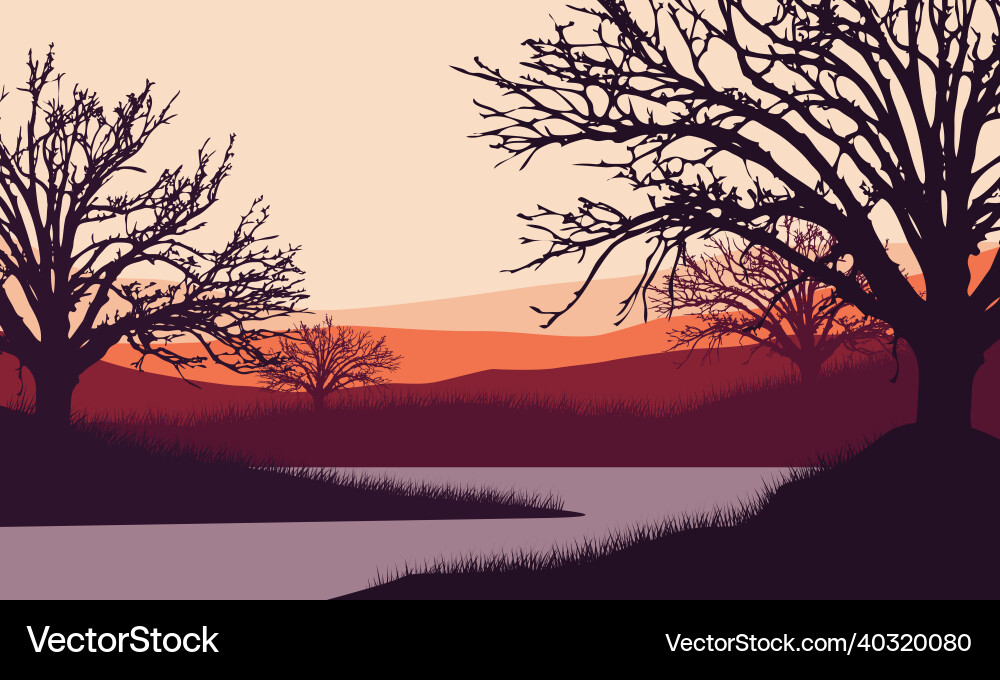 Beautiful mountain views from the river bank Beautiful mountain views from the river bank vector image