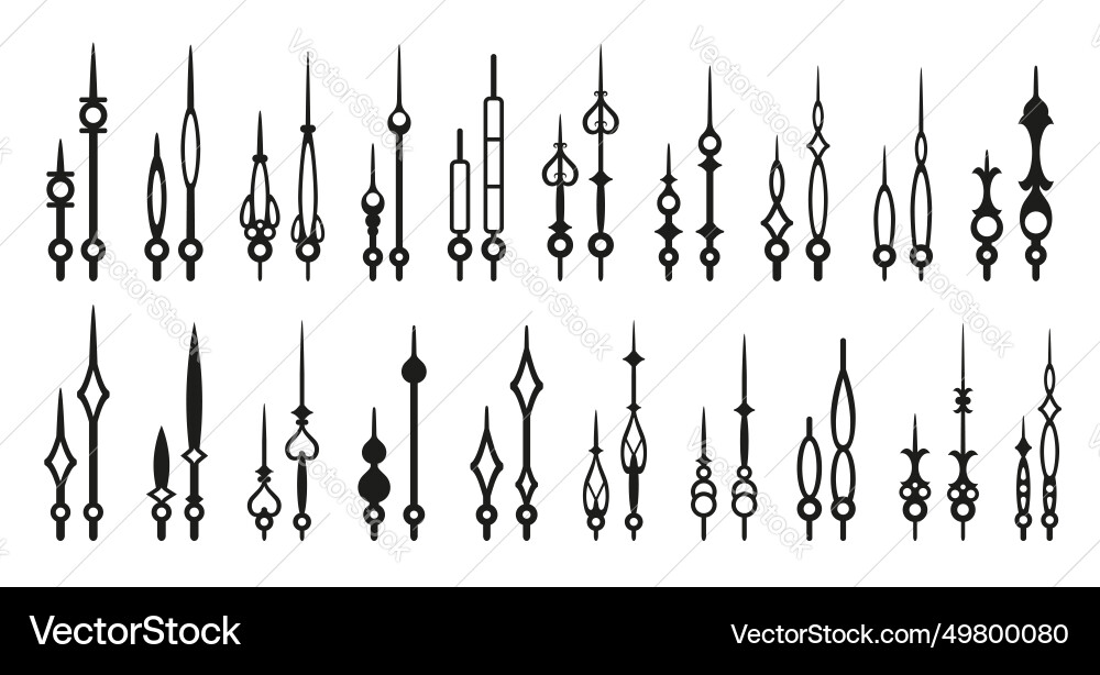 Black clock hands isolated watch arrows pointers Black clock hands isolated watch arrows pointers vector image
