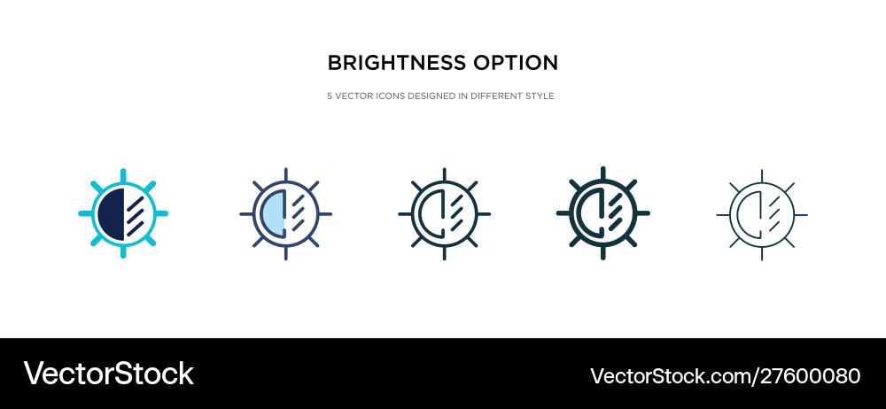 Brightness option icon in different style two Brightness option icon in different style two vector image
