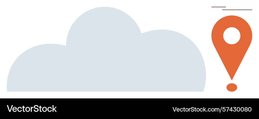 Cloud and map pin for location data storage Cloud and map pin for location data storage vector image