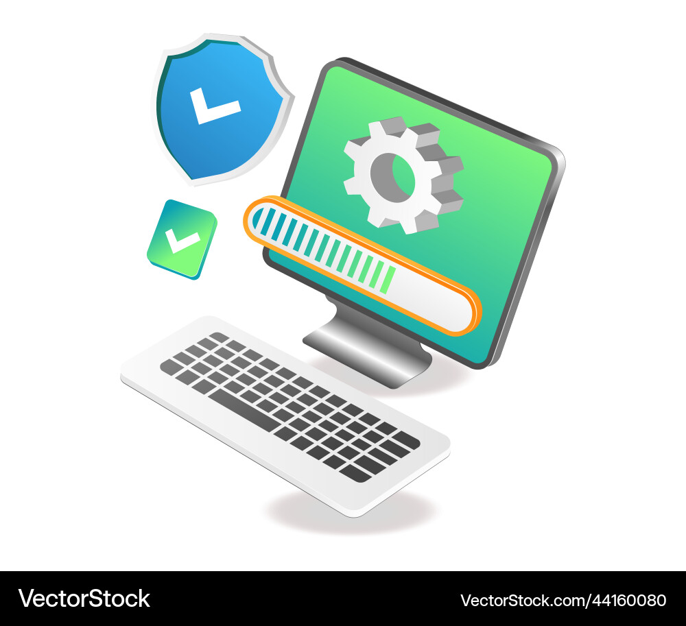 Computer Security Maintenance & Updates Vector Image