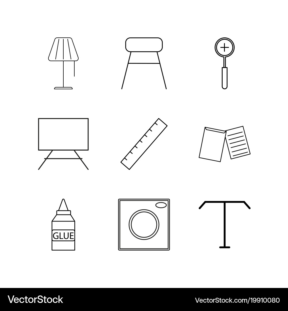 Design elements linear icon set simple outline vector image