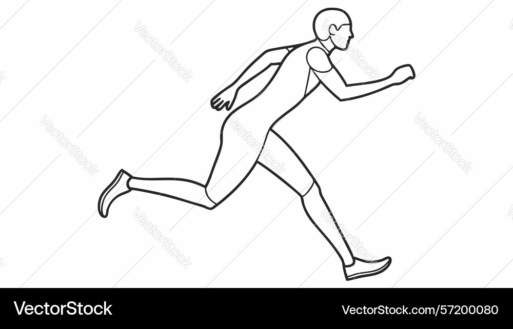 Energetic runner in motion dynamic outline design vector image