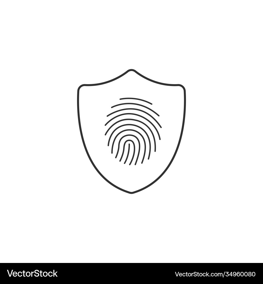 Fingerprint inside shield biometric safe scan vector image