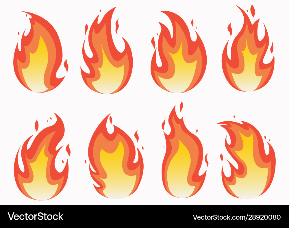 Flame Icon Set Royalty Free Vector Image - VectorStock