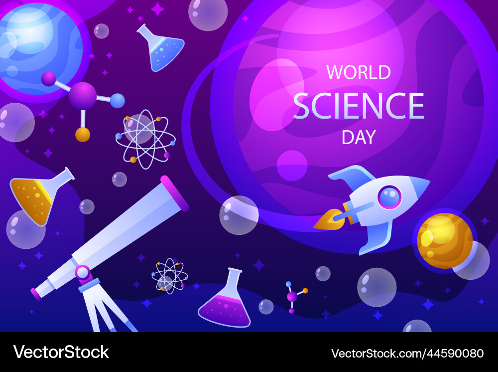 Gradient world science day background Vector Image